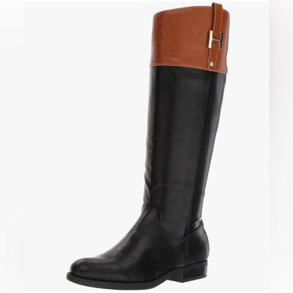 Tommy Hilfiger Shoes - Tommy Hilfiger Women's SHYENNE Equestrian Boot Black/Tan Size 10 M